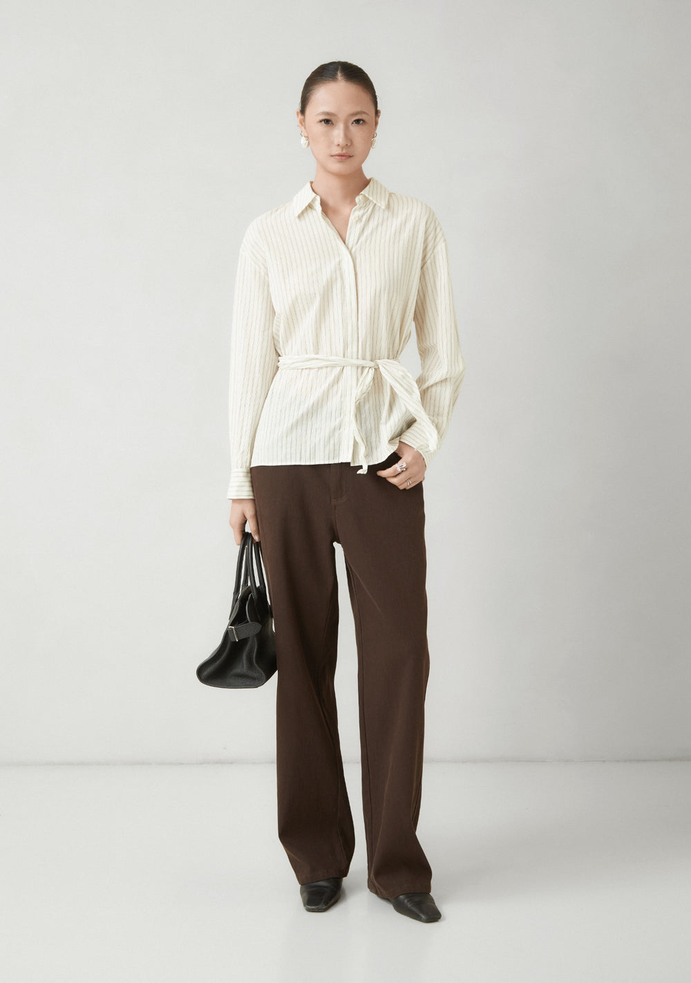 Striped tie-waist shirt