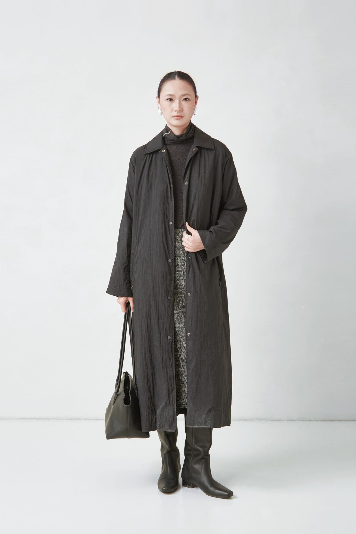 Black belted trench coat