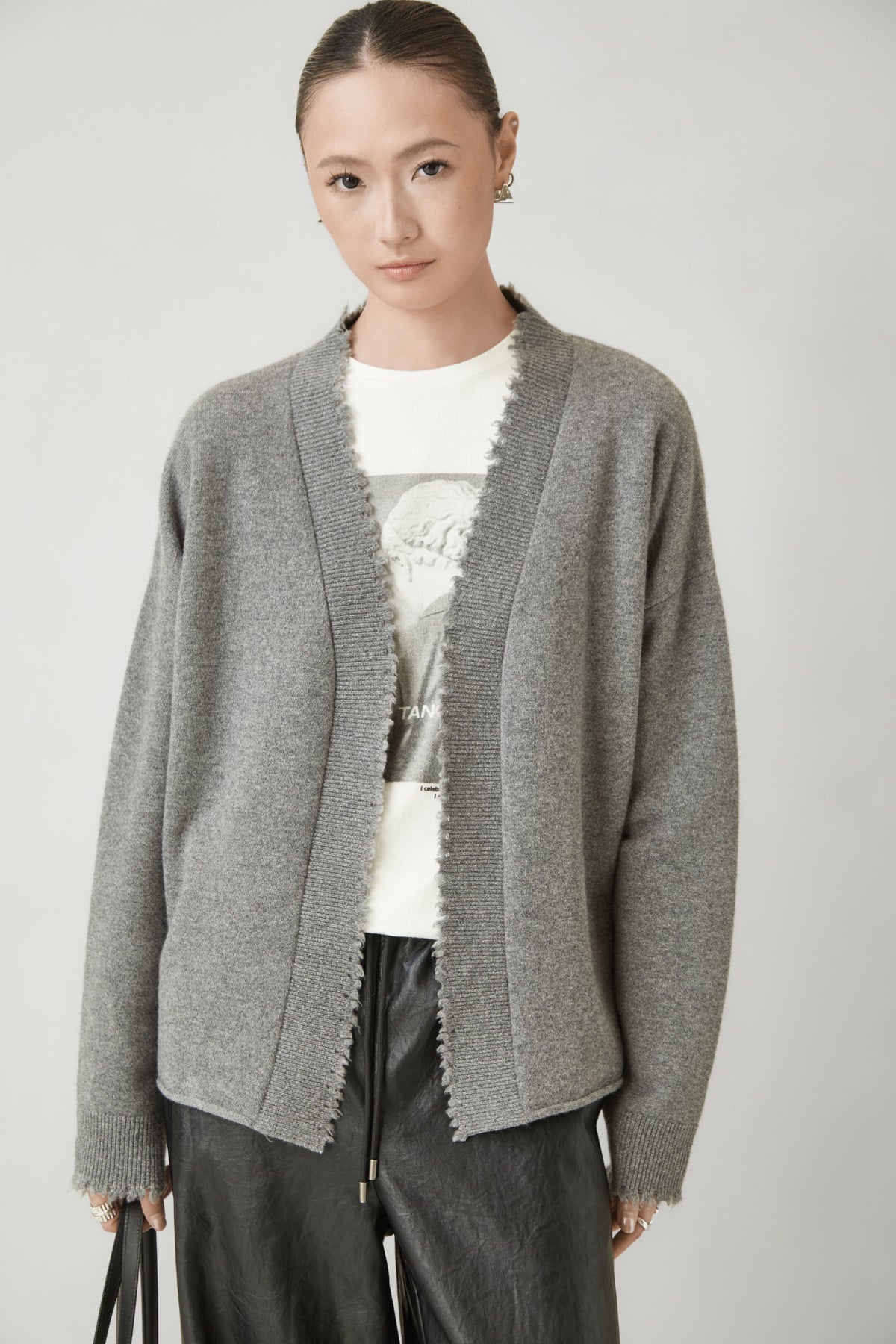 WU TANG Open-front cardigan, Grey, view 3
