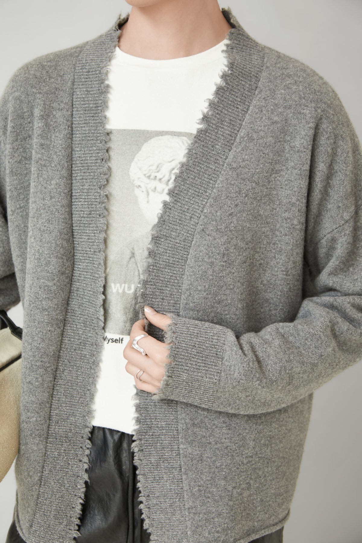 WU TANG Open-front cardigan, Grey, view 4
