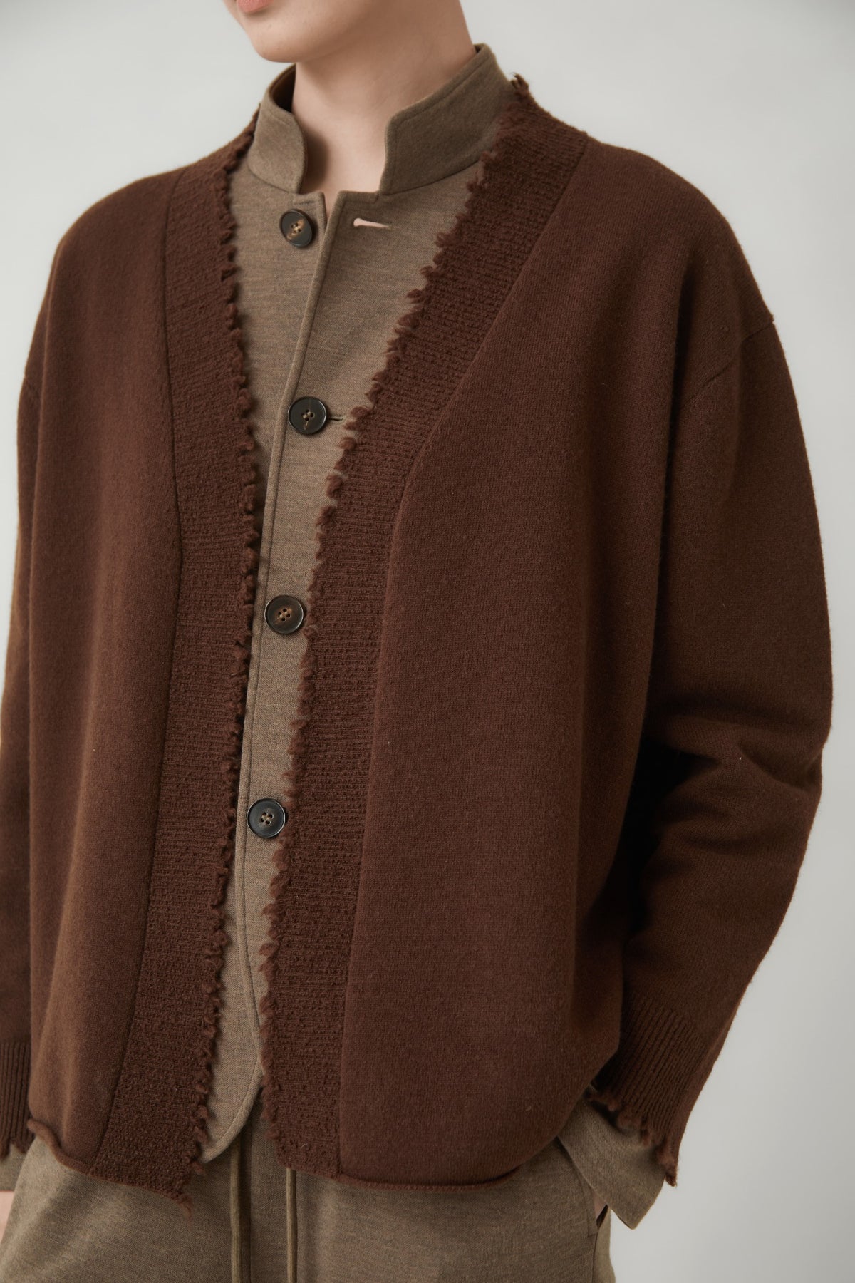 WU TANG Open-front cardigan, Brown, view 2