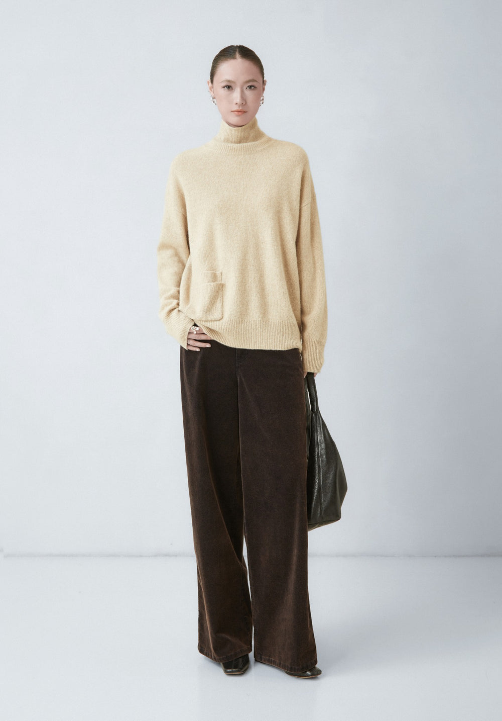 Pocket-detail turtleneck jumper