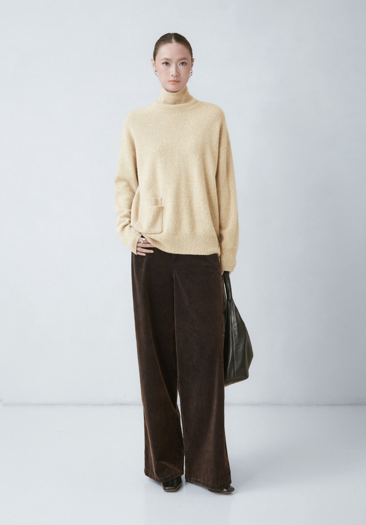 WU TANG Pocket-detail turtleneck jumper, Light beige, view 1