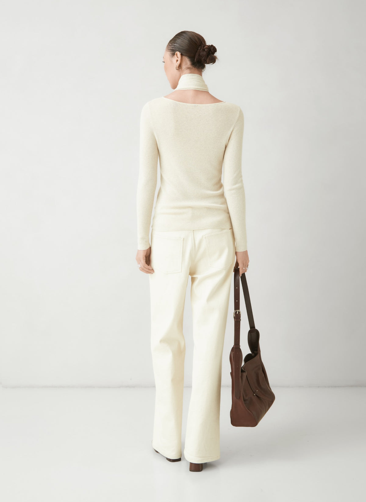 WU TANG Boat-neck knit top, Ivory, view 2
