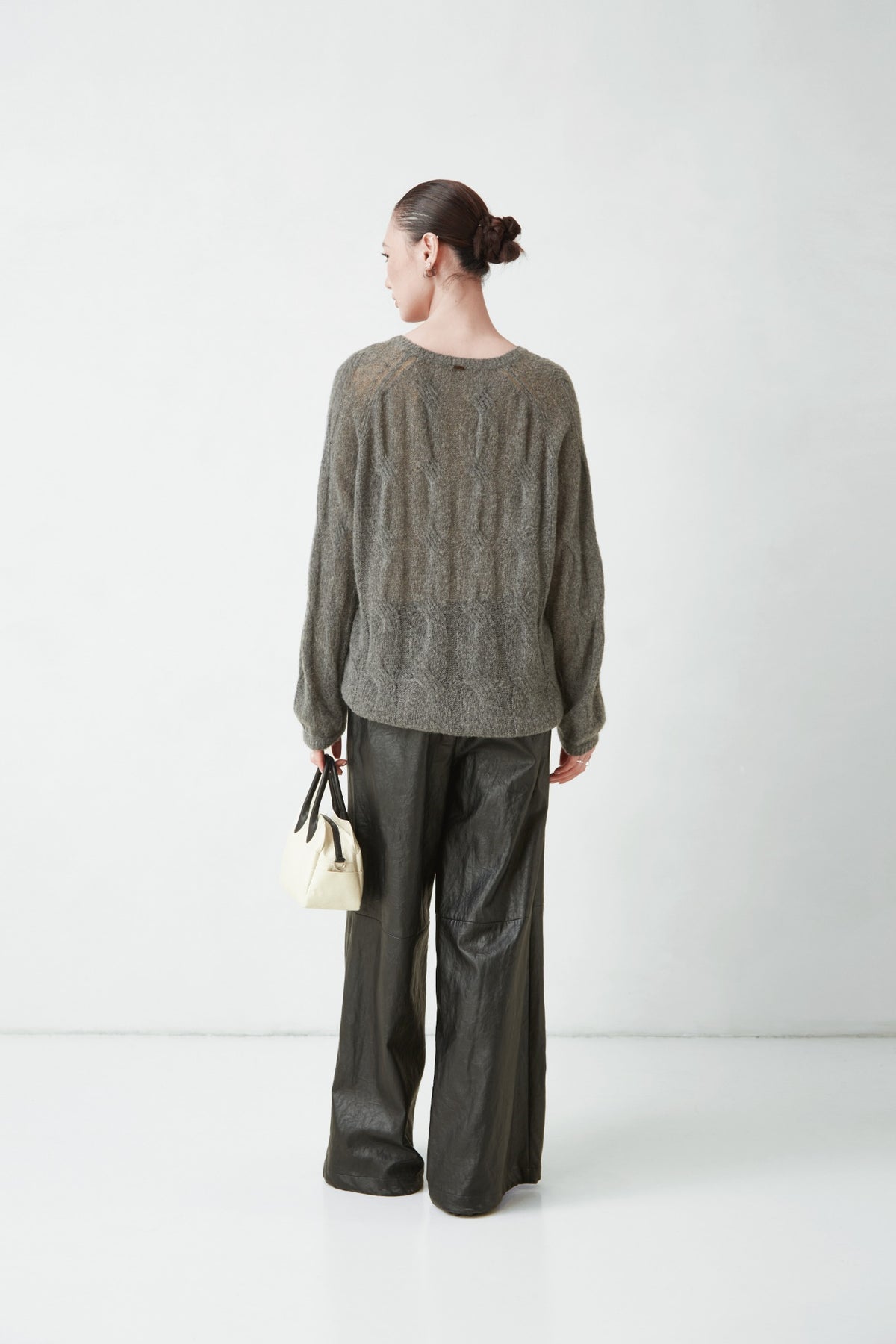 WU TANG Pointelle-knit jumper, Grey green, view 2