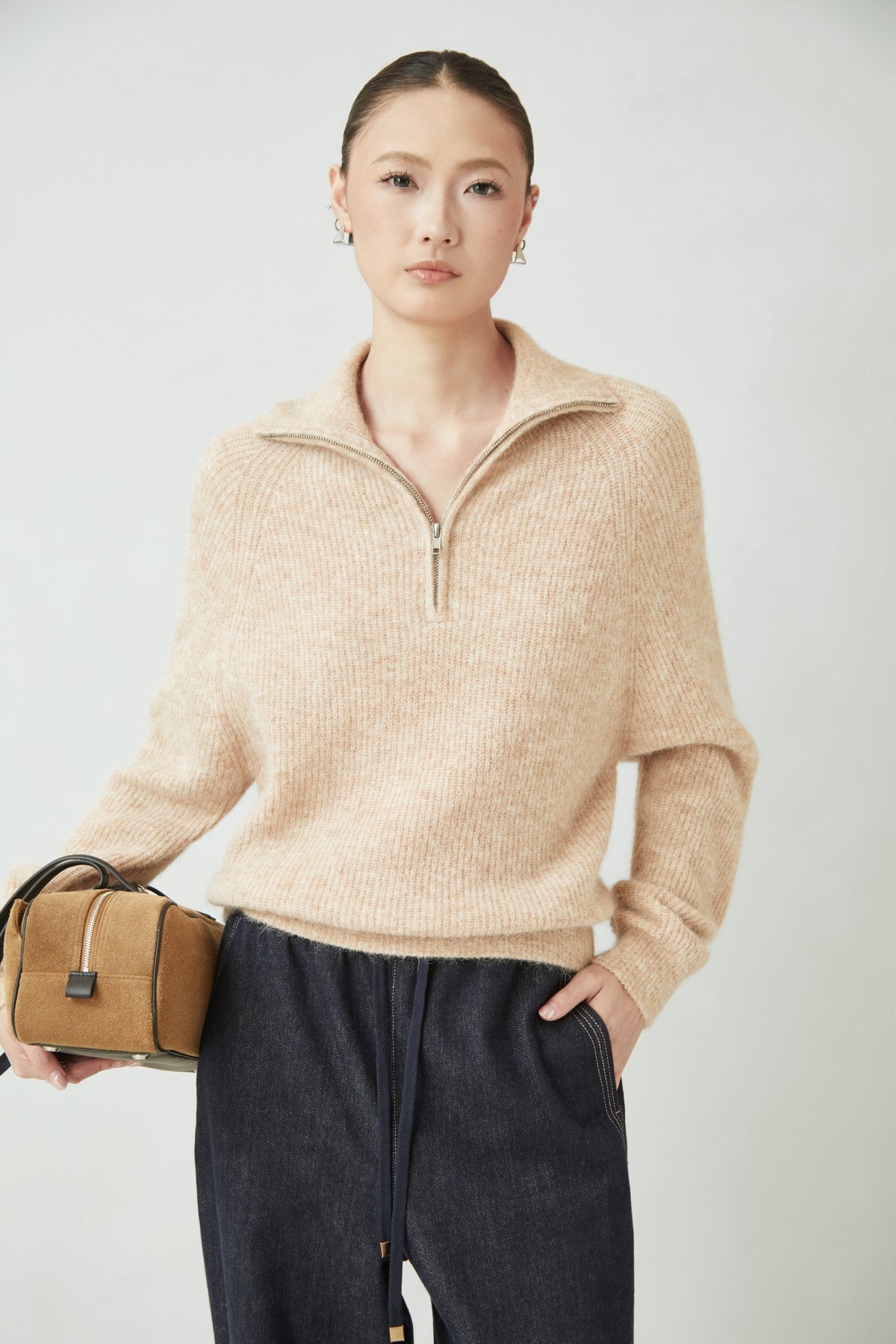 WU TANG Half-zip jumper, Light beige, view 3