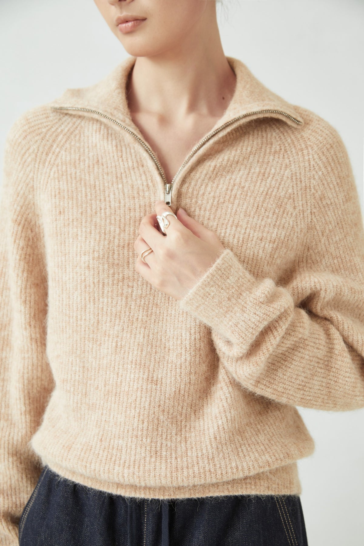 WU TANG Half-zip jumper, Light beige, view 4