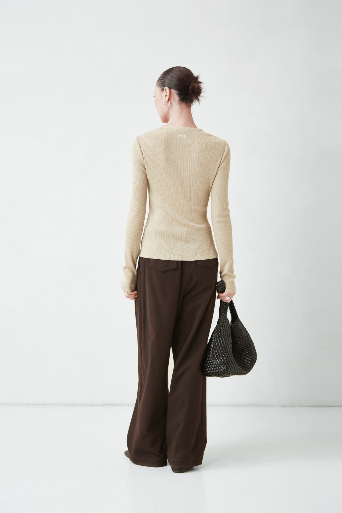 WU TANG Button-detail ribbed cardigan, Light beige, view 2