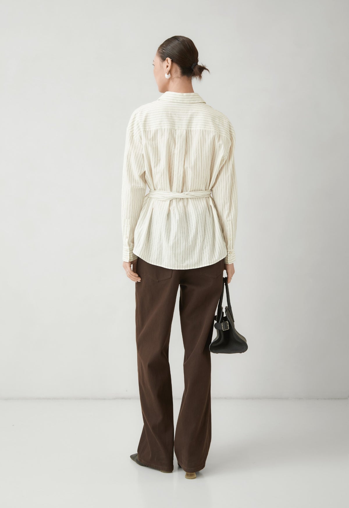WU TANG Striped tie-waist shirt, Ivory stripe, view 2