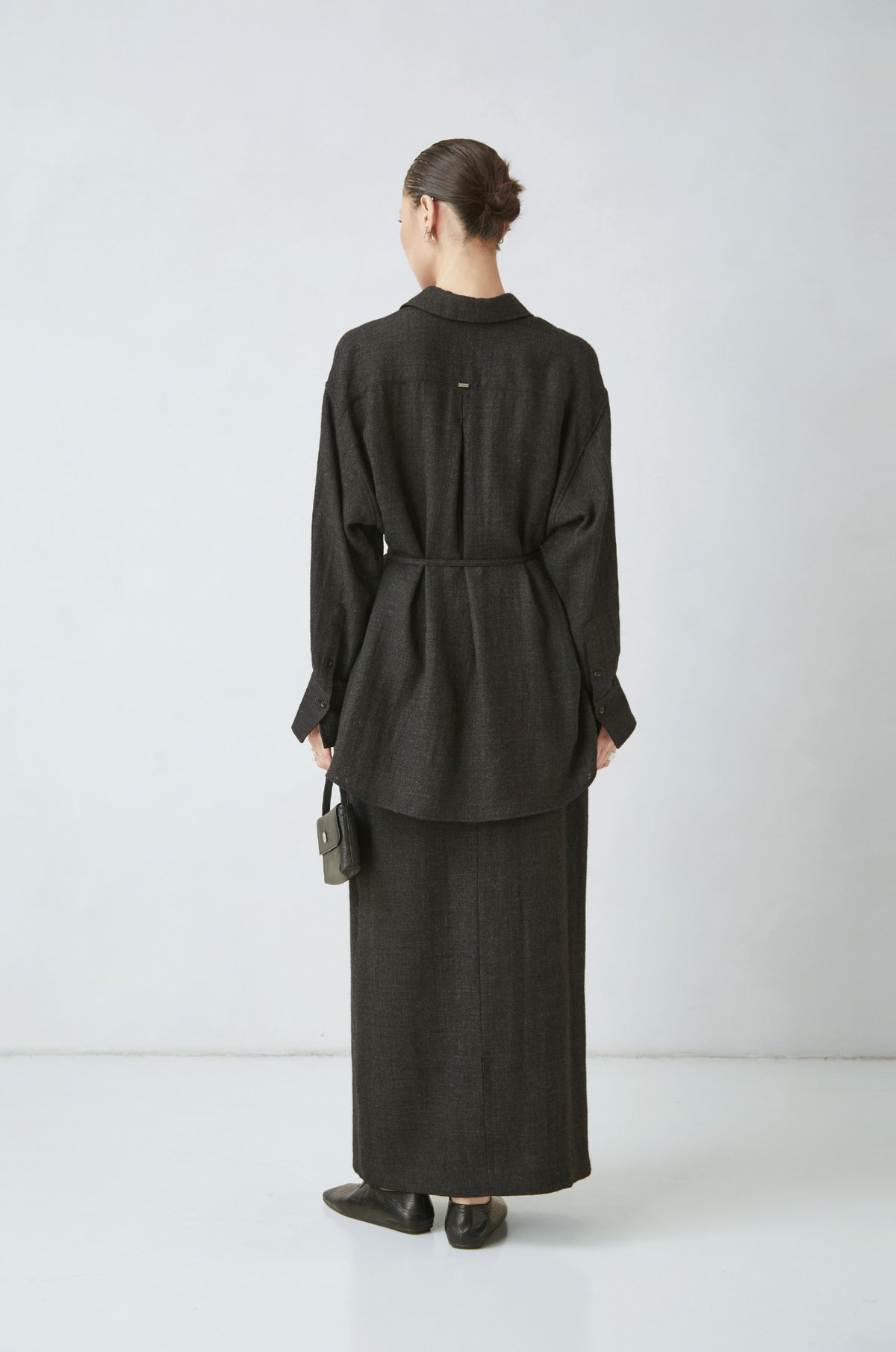 WU TANG Longline tie-waist shirt, Charcoal, view 2