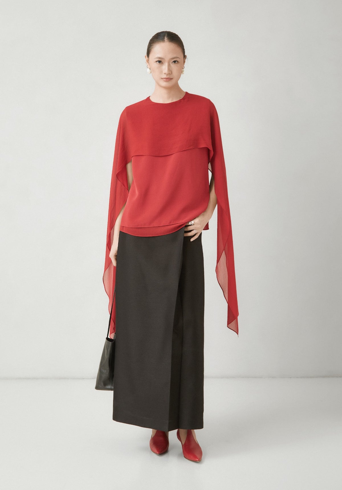Wrap-effect maxi skirt