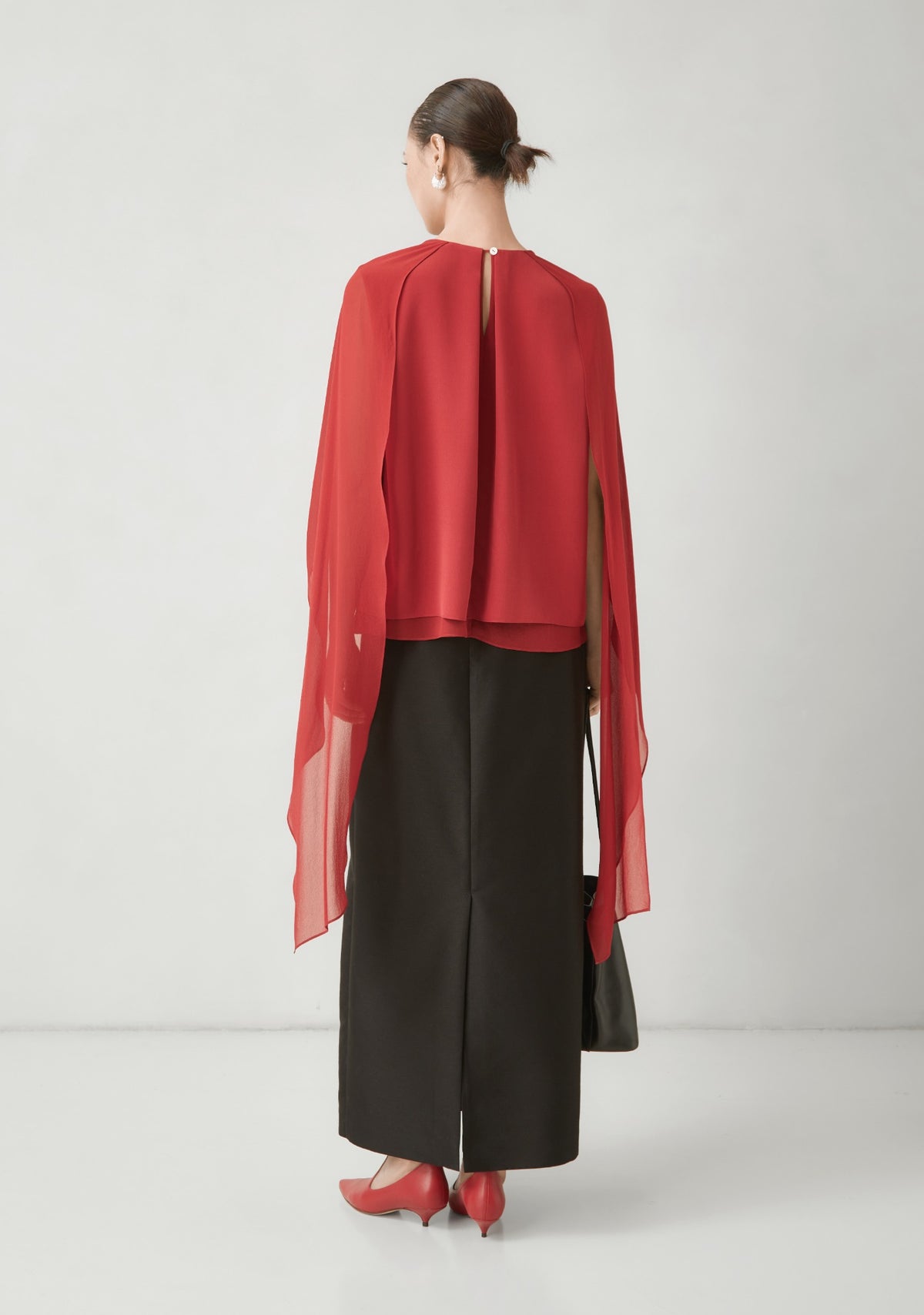 WU TANG Wrap-effect maxi skirt, Dark olive, view 2