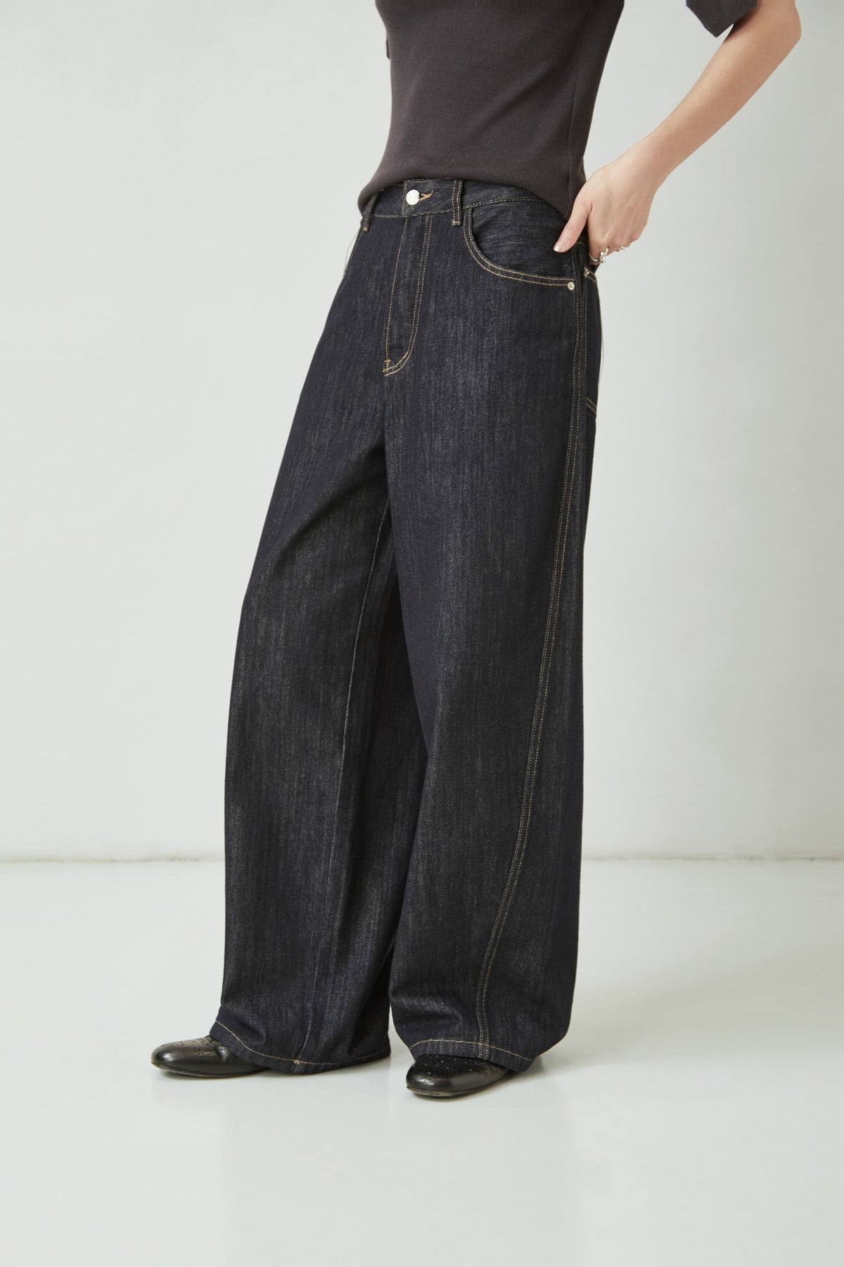 WU TANG Wide-leg jeans, Dark indigo, view 2