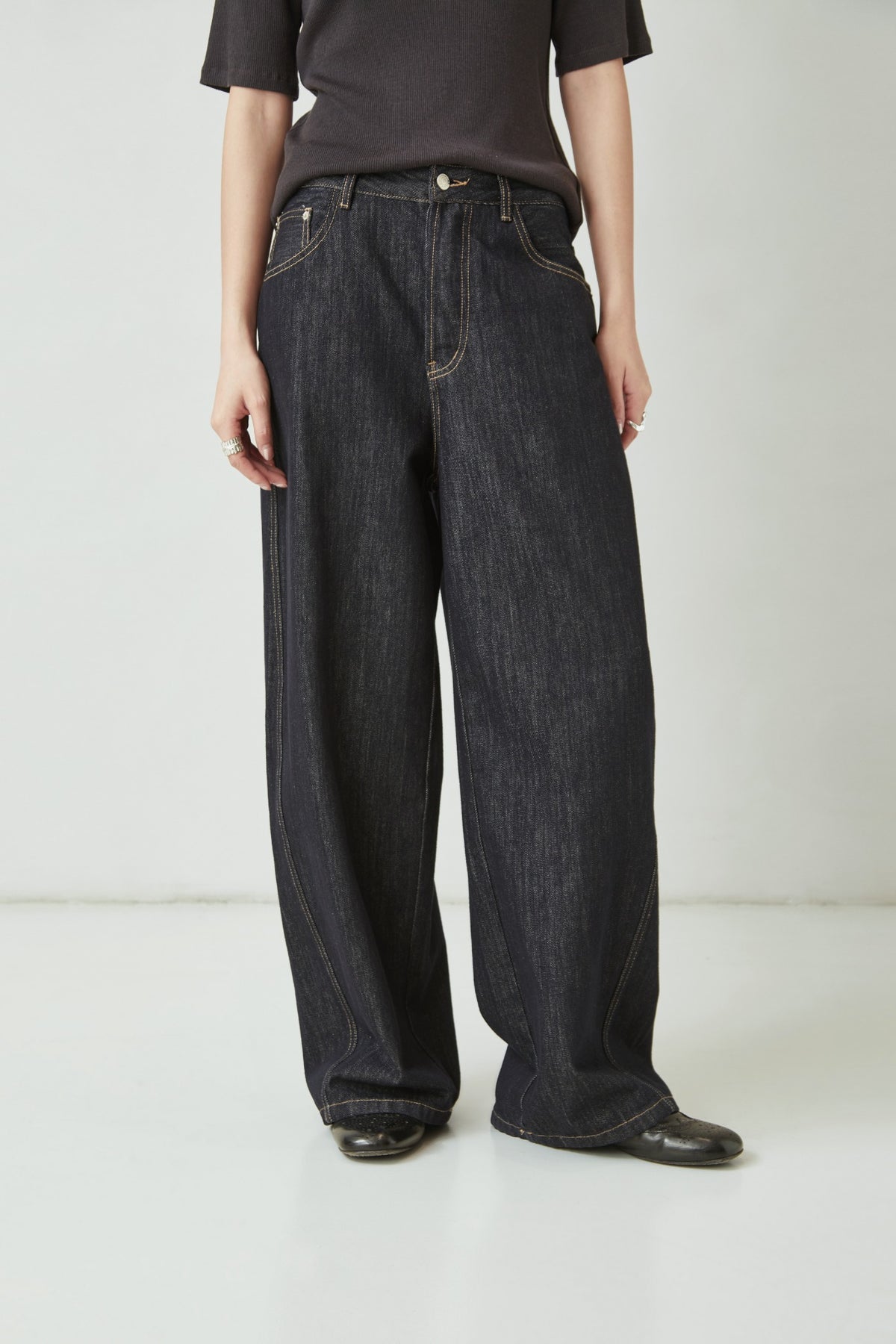 WU TANG Wide-leg jeans, Dark indigo, view 3