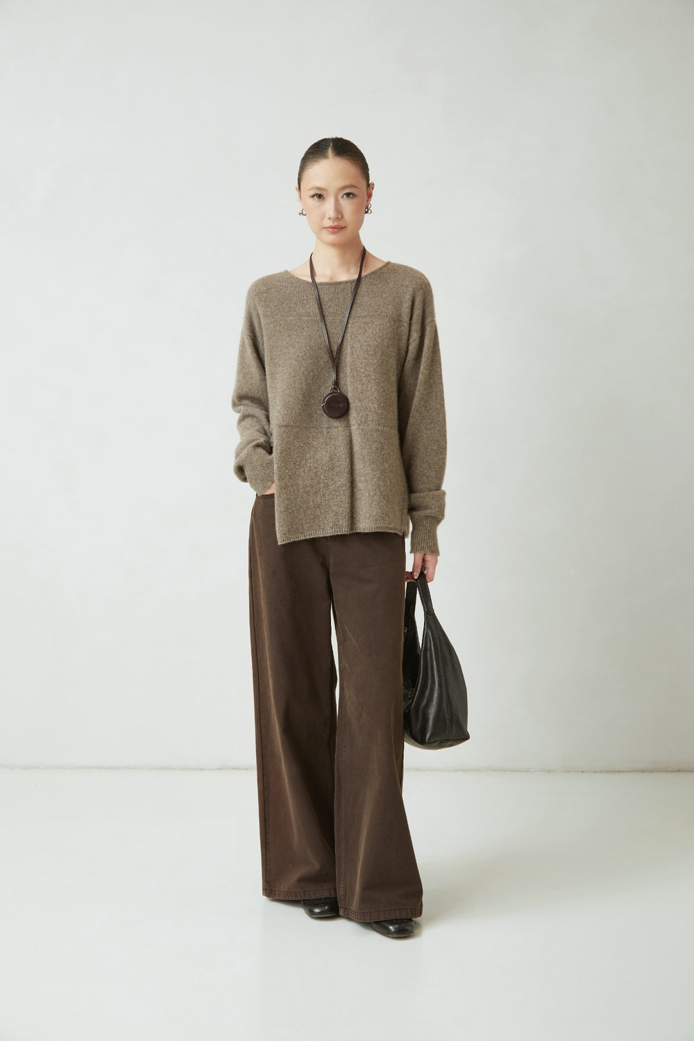Brown wide-leg trousers