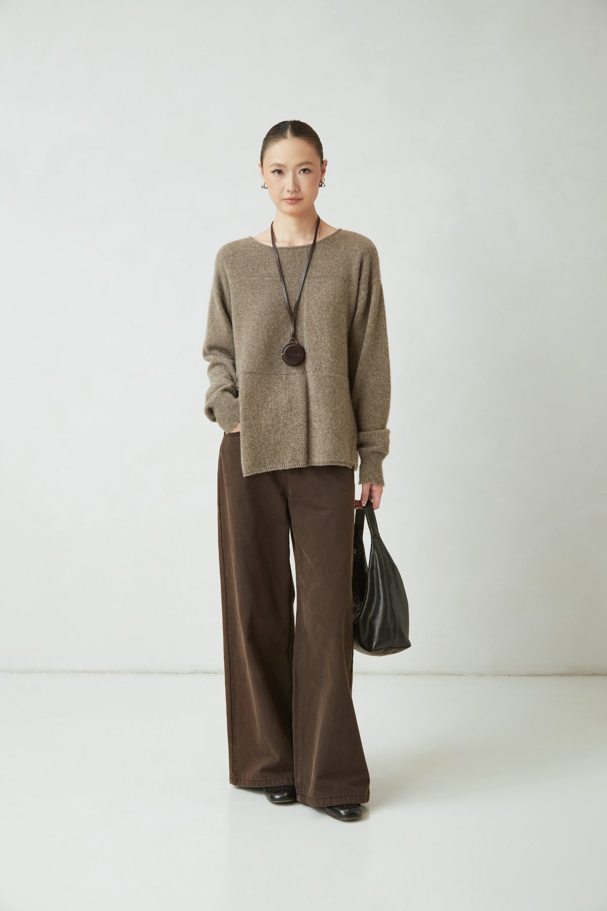 Brown wide-leg trousers