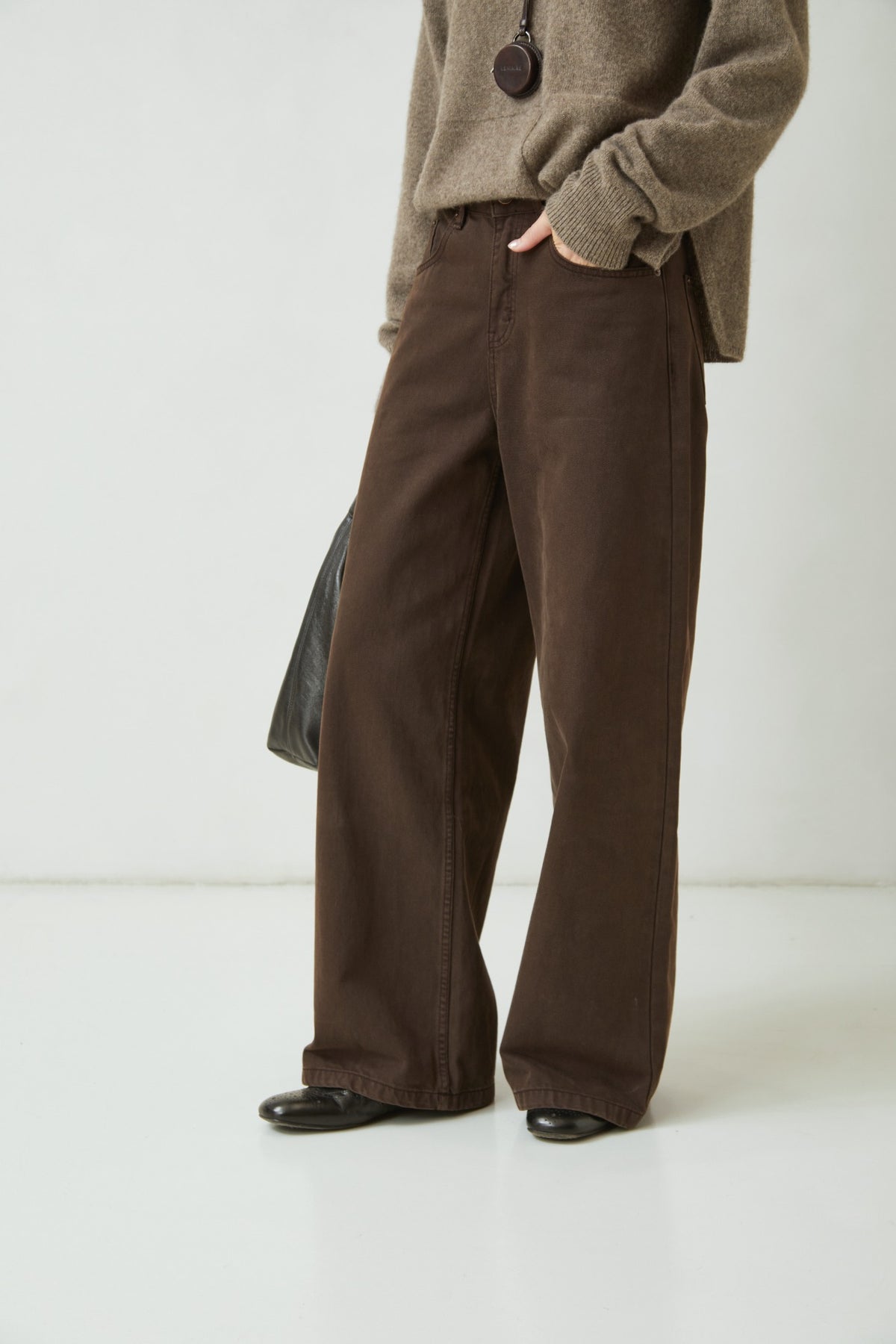 WU TANG Brown wide-leg trousers, Brown, view 3