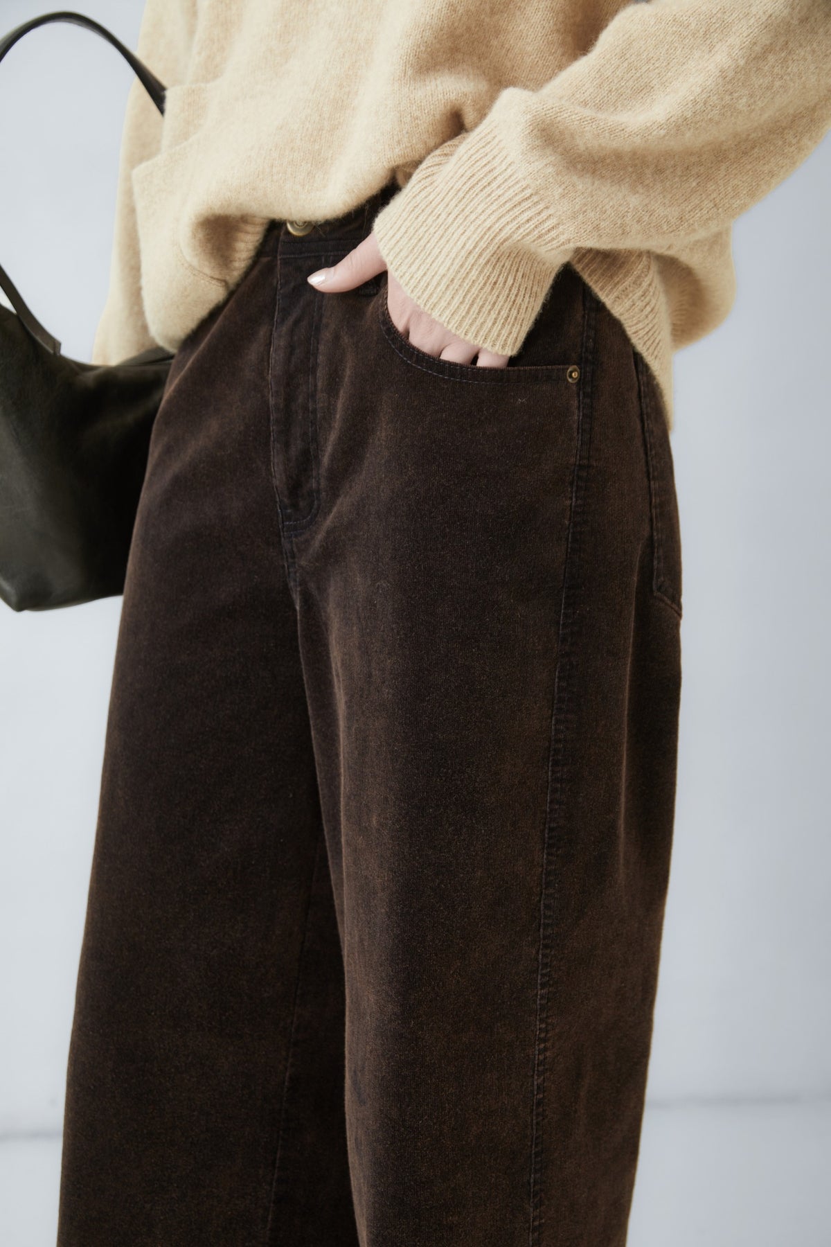 WU TANG Dark brown wide-leg trousers, Dark brown, view 3