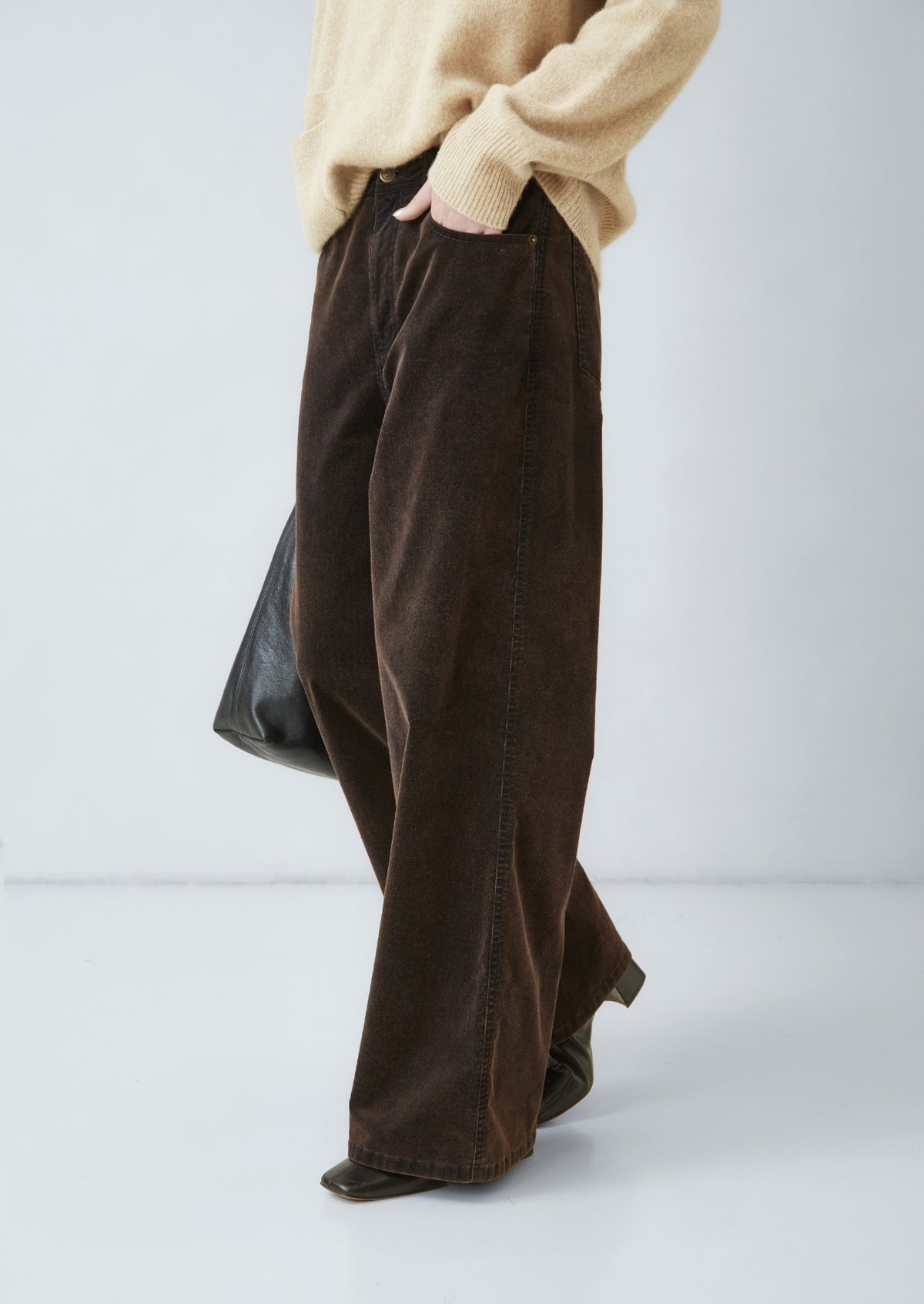 WU TANG Dark brown wide-leg trousers, Dark brown, view 4
