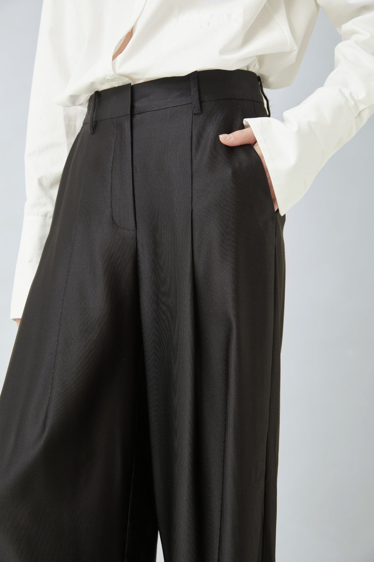 WU TANG Fluid wide-leg trousers, Black, view 4