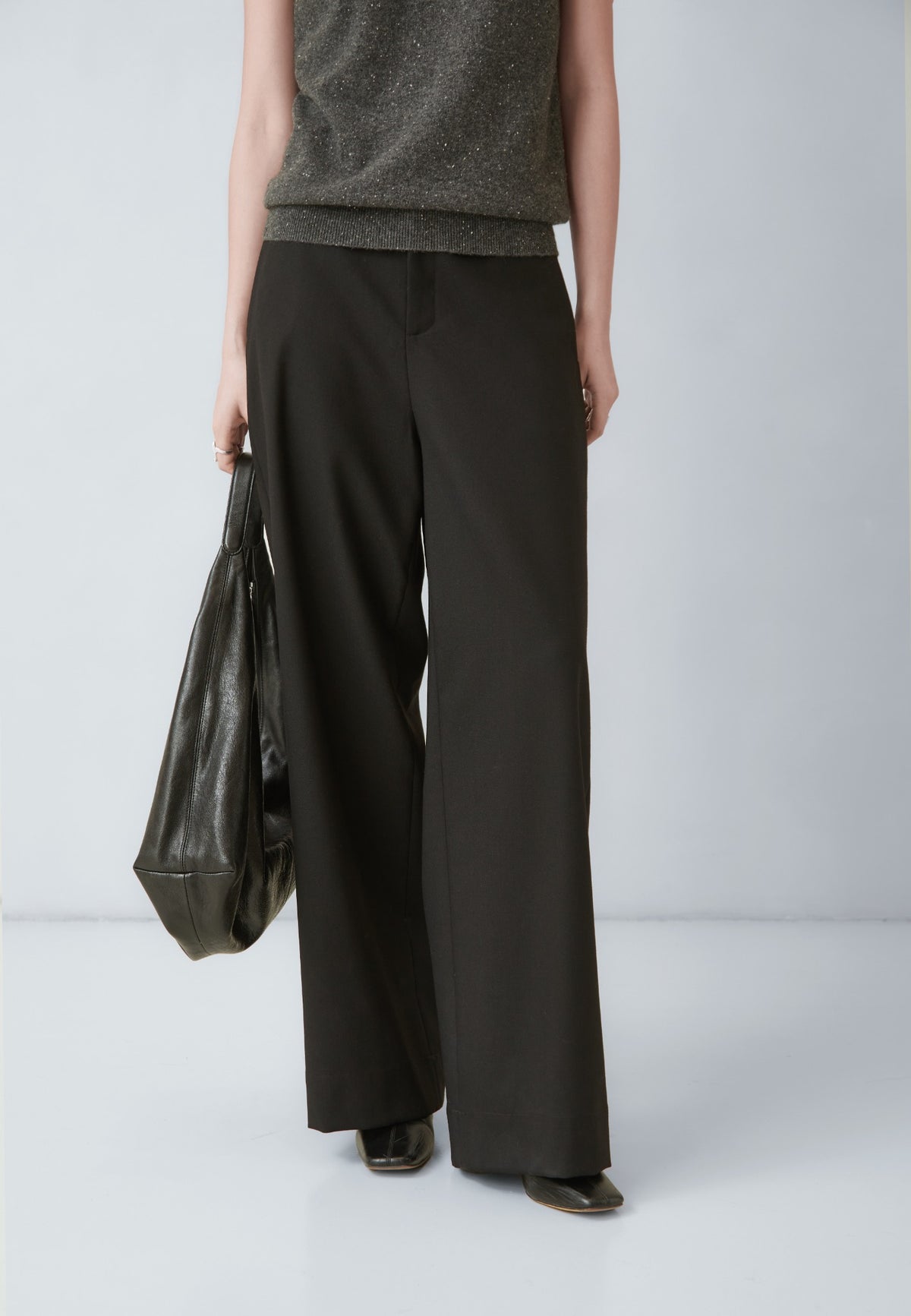 WU TANG Dark wide-leg trousers, Dark olive, view 2