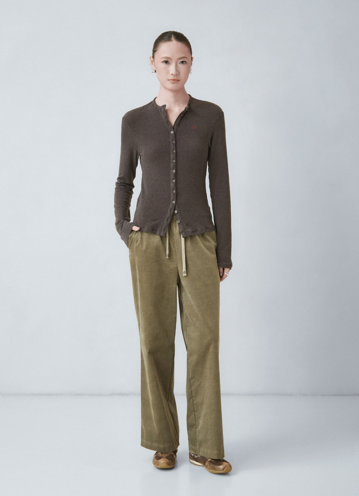 Drawstring straight-leg trousers